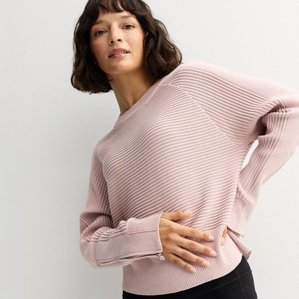 NWT Women's FLX Raglan Ottoman Stitch Pullover Sweater in Ballet Pink Size XXL